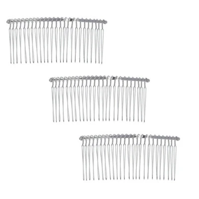3 Pcs Twist Wire Silver Hair Combs Wedding Bridal Veil Accessory Crafts 4 Inch  - Image 1 of 3