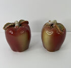 Red With Green Leaves And Stem Apple Salt and Pepper Shakers 3.0" Tall