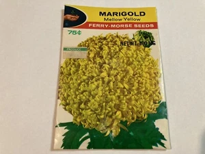 Vintage Unopened Packet Pack Of Ferry Morse Yellow Marigold Flower Seeds 1980s - Picture 1 of 3
