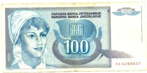 100 Jugoslawische DINAR - # AA 628 8037 - Bild 1 von 2