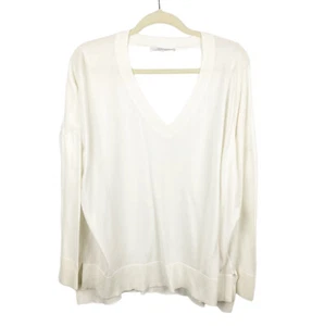 Derek Lam 10 Crosby V-Neck Lightweight Sweater Cream Off White Womens Size Large - Picture 1 of 8