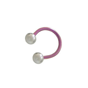 14 Gauge Purple Titanium Horse Shoe Ring with Surgical Steel Balls Nose Piercing