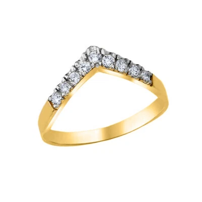 Pave Set Chevron Ring with CZ in Gold (Available in Yellow/Rose/White Gold) - Image 1 of 4