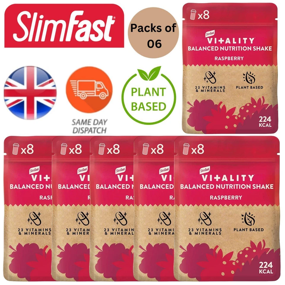 Slimfast Vitality Balanced Shake Nutrition Vitamins & Minerals 480g Packs of 6 - Image 1 of 1