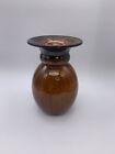 MCM années 1960 art céramique poterie bas-relief vase marron vernis goutte à goutte 10"