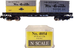 N Model Power 4054 50' Flat Car w/ 2-Containers DRGW #8307 - Picture 1 of 3