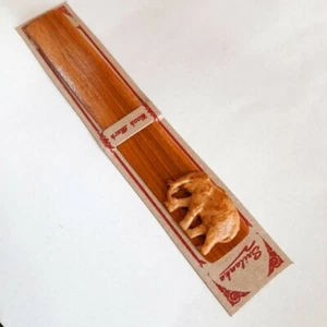 Wooden Carved Elephant Bookmark Handmade Craft Accessory Collectibles Ceylon - Picture 1 of 11