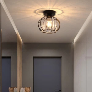 Modern Crystal Chandelier Flush-Mount Lamp Fixture Aisle Hallway Ceiling Light - Picture 1 of 14