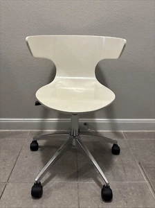 West Elm- White Swivel/Wheels Rolling Office Chair 22” Tall - Picture 1 of 8