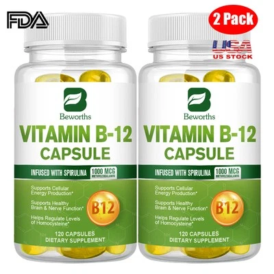 Cápsula de vitamina B12 1000 Mcg apoya el estado de ánimo saludable, la energía, la salud del corazón y los ojos Foto 1 de 4