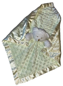 N3 LN Blankets & Beyond BEAR Green Minky Dot Plush Satin Security Baby Blanket - Picture 1 of 4