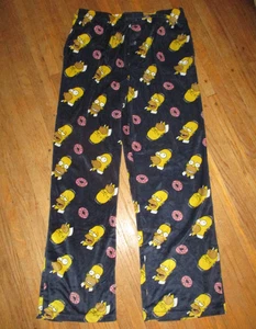 vtg SIMPSONS FLEECE PAJAMA PANTS Homer Pink Frosted DONUT with Sprinkles XL - Picture 1 of 4