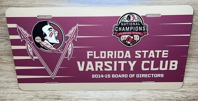 Florida Seminoles Plastic License Vanity Plate 2014-15 Board Of Directors EUC - Image 1 of 4