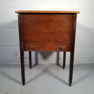 Antique Sewing Box On Legs Arts & Crafts Era Table Lift Up Lid With Accessories - Picture 1 of 24