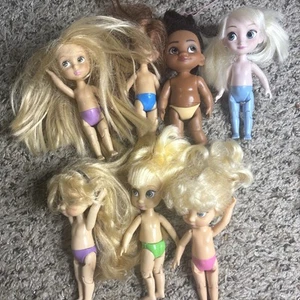 Disney Animators Collection 7 Princess Mini Dolls Lot Assorted 4" nude Barbie  - Picture 1 of 11