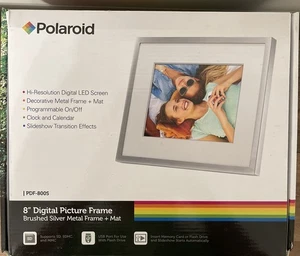 Polaroid 8” Digital Picture Frame Brushed Sliver W/ Mat PDF-800S New Open Box - Picture 1 of 8