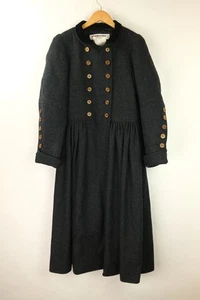 FW82 YVES SAINT LAURENT RIVE GAUCHE Damen FR34 US XS Schwarz Grau Wollmantel RAR - Bild 1 von 15