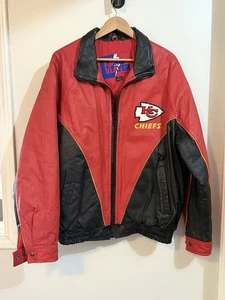 Vintage NFL Kansas City Chiefs Lederjacke Pro Player Herren Large - Bild 1 von 10