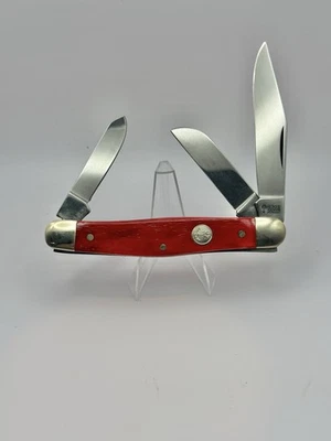 NEW VINTAGE BOKER TREE BRAND SOLINGEN GERMANY RED SMOOTH BONE  STOCKMAN KNIFE - Image 1 of 3