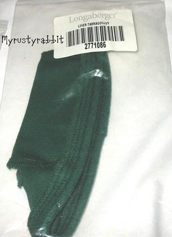 Longaberger Tarragon Booking Basket Fabric Liner ~ Ivy Green ~ New Cover