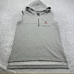 Jordan Brand 1/4 Zip Terry Sleeveless Hoodie Sweatshirt Gray Boys Size Large L - Picture 1 of 14