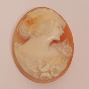 Vintage Art Deco Lovely High Detail Hand Carved Shell Cameo Low Relief 6g Loose - Picture 1 of 11
