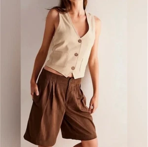 NWT We The Free Straight On Suede Long Shorts Brown Sz S - Picture 1 of 8