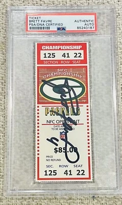 Boleto firmado por Brett Favre de los Green Bay Packers bonito autógrafo PSA/DNA Foto 1 de 3