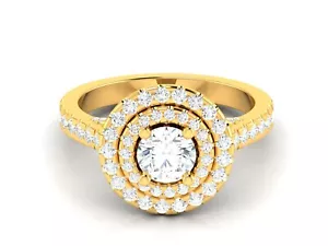 Engagement Rings Round 1.50 Ct GCI IGI Lab Grown Diamond 18k Yellow Gold 5 6.5 7 - Picture 1 of 7