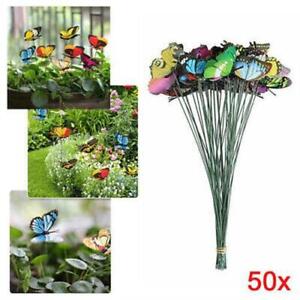 50x Colourful Butterflies Garden Stakes Home Patio Lawn Ornaments Decorations 