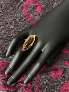 Exquisite Vintage Russian Ring - Cognac Amber in 14K Gold Setting - Size 7 3/4 - Picture 1 of 7
