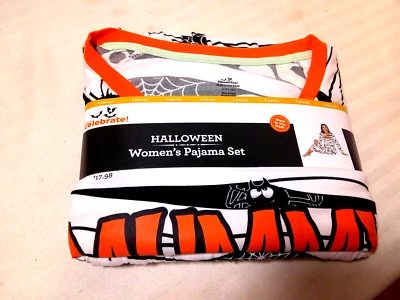 HALLOWEEN GLOW IN THE DARK WOMEN'S PAJAMA SET SIZE L 12-14 - Image 1 of 4