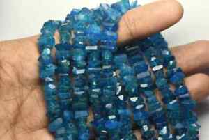 6 Inches, Neon Blue Apatite, Faceted Fancy Nuggets Shape Size 9 mm To 6 mm