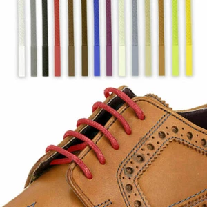 Waxed Cotton Shoelaces Round Thin 60-120cm Dress Wax Cord Shoe Lace Brogues Sho☆ - Picture 1 of 24