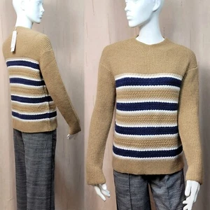 PER UNA Textured WOOL blend STRIPED JUMPER ~ Size S ~ Camel Mix - Picture 1 of 8