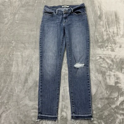Levis Jeans Womens 29 Blue 711 Skinny Stretch Medium Wash Denim Frayed Pockets - Image 1 of 4