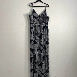 Maxi Abito Express XL Resort Stampa Foglia Tropicale Nuovo con etichette - Foto 1 di 10