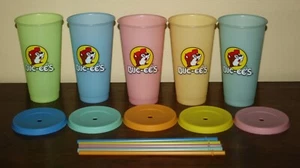 Lote de 5 pajitas tapas de plástico cambiantes de color BUC-EES 25 OZ NUEVAS SIN USAR - Imagen 1 de 1