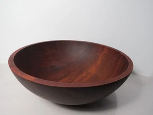 Cuenco de madera rojo grande vintage de 12 1/2" de diámetro 4 1/4" de alto FIRMADO - Imagen 1 de 15
