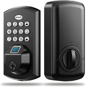 DESLOC A100F Keyless Fingerprint Smart Front Entry Door Lock, 5 Keys, Waterproof - Picture 1 of 9