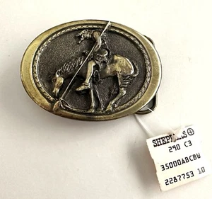 VTG NWT Sheplers Belt Buckle #352 End of Trail Native American Horse Western USA - Picture 1 of 7
