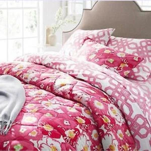 Lilly Pulitzer exklusiv Garnet Hill scharlachrote Begonien Doppeldecke und Kissenbezug - Bild 1 von 8