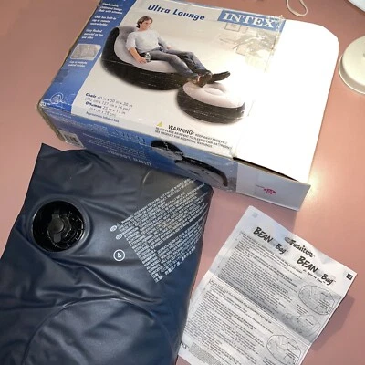 Intex 68564E надувной ультра шезлонг стул с подстаканником и османский комплект, серый - Изображение 1 из 4