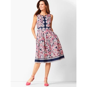 Talbots NWT Women's Paisley Fit & Flare Dress Size 4 Petite - Picture 1 of 9