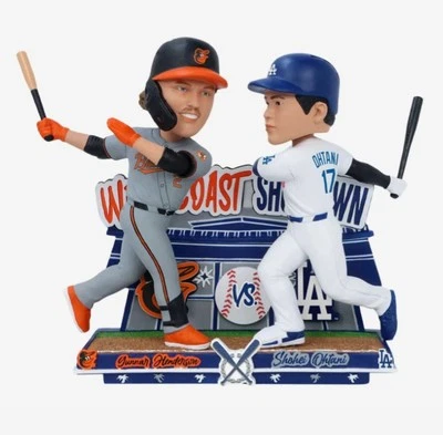 NIB Gunnar Henderson & Shohei Ohtani FOCO SHO DOWN Orioles Dodgers Bobblehead - Image 1 of 4