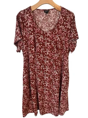 Mini Vestido Trapecio Torrid para Mujer Talla 0 Borgoña Floral Challis Manga Gorra Nuevo con Etiquetas Foto 1 de 4