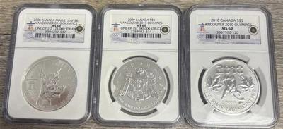 Silver Canada S$5 Vancouver 2010 Olympics NGC MS69 Lot - Image 1 of 4