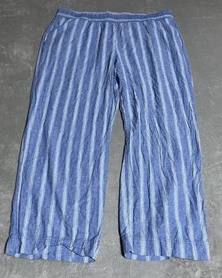 Pantalones Old Navy Pierna Ancha Mezcla Lino Mujer XXL Alto Azul Alto Tiro Alto Cómodo Playa Foto 1 de 4