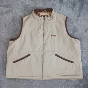 Wrangler Hero Gilet Vest Men's 2XL Canvas Beige with Trim Fleece Lined Full Zip - Picture 1 of 12