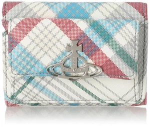 [Vivienne Westwood] Tri-fold wallet 52010013U SAFFIANO PRINT MADRAS CHECK [paral - Picture 1 of 5
